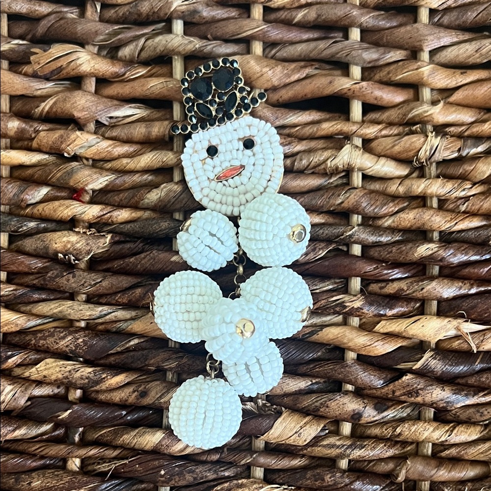 Beaded Snowman Brooch